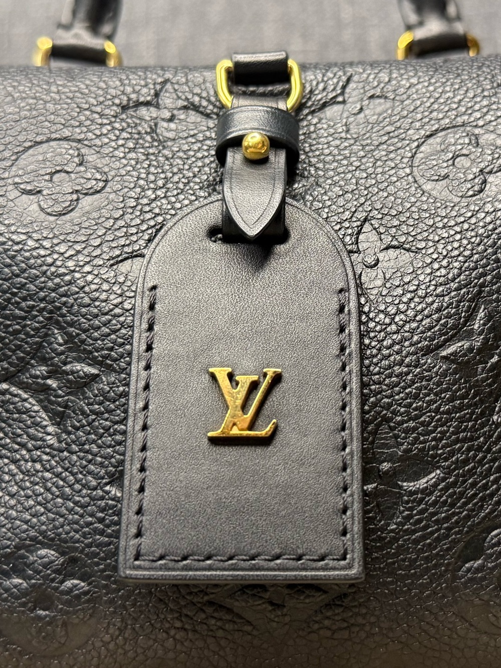 Louis Vuitton LV logo leather luggage tag bag charm